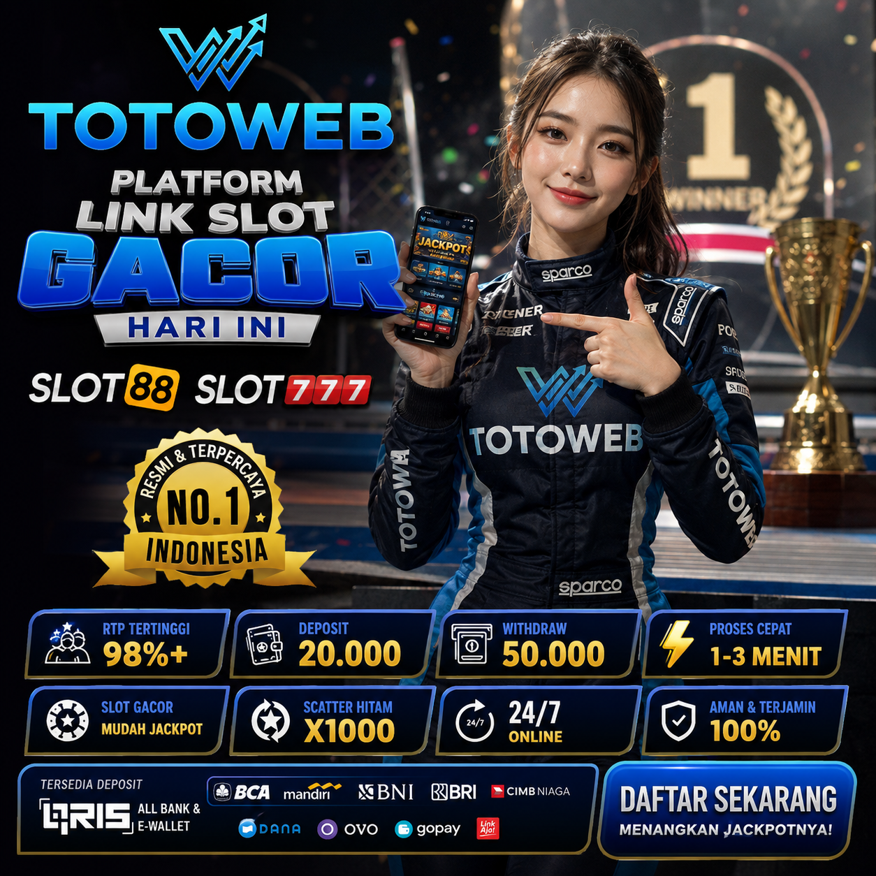 Thumbnail 1 of 3, Poster, TOTOWEB ⭐ Platform Link Slot Gacor Hari Ini Slot88 Slot777 Resmi Terpercaya No.1 Indonesia designed and sold by TOTOWEB.